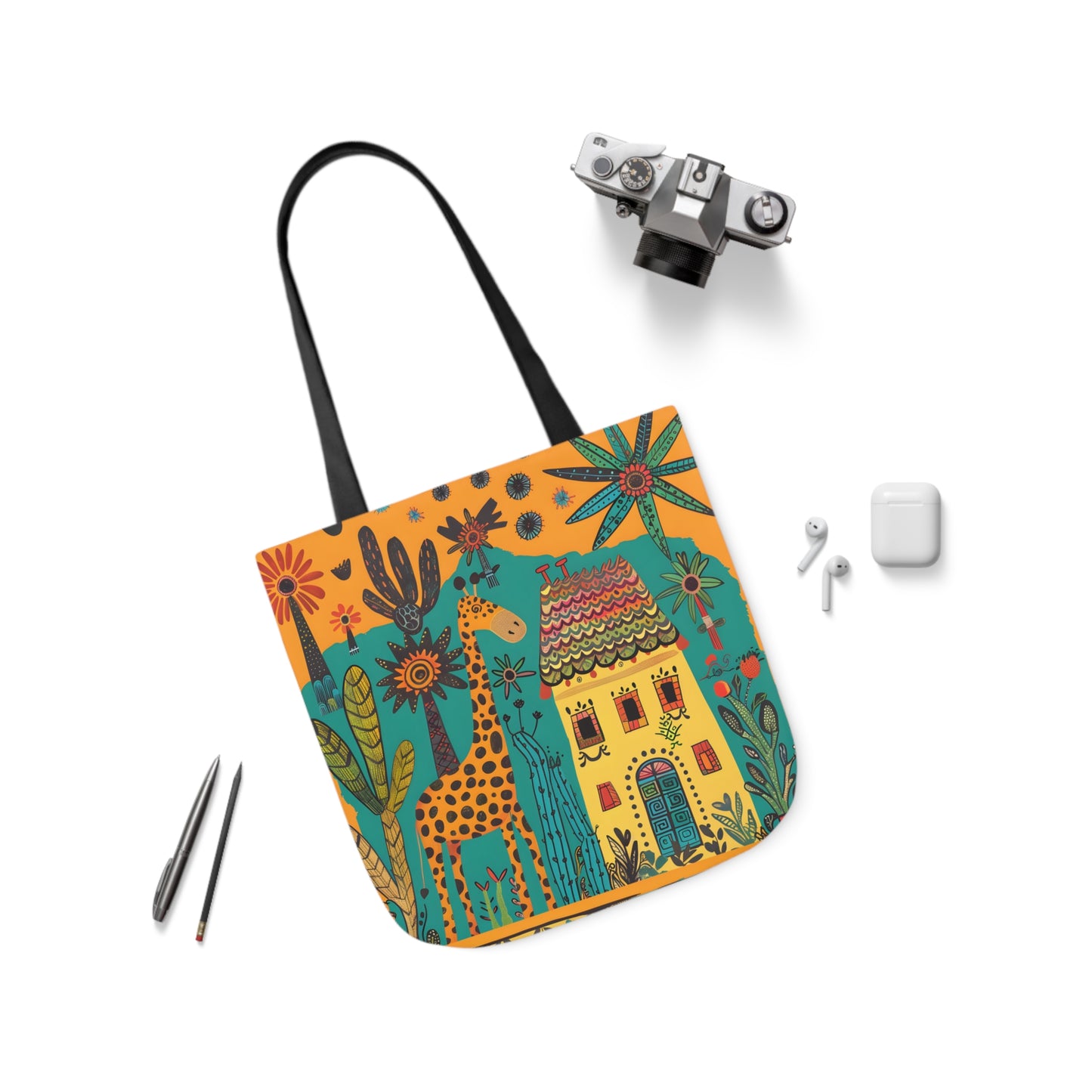 The giraffe that lives in my house Canvas Tote Bag, 5-Color Straps - StyleMZ