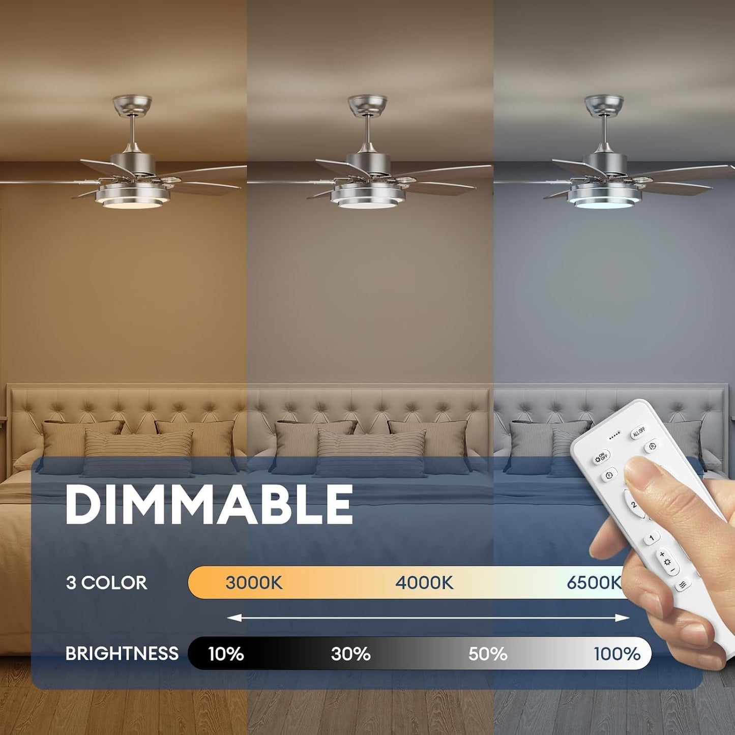 42 Inch Ceiling Fans with Lights and Remote App Control Modern Nickel