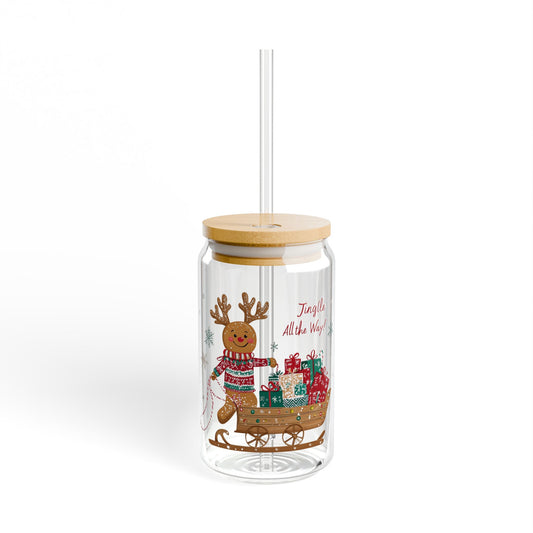 StyleMZ -  The Gingerbread Man's Love for Sleds Sipper Glass, 16oz  - StyleMZ