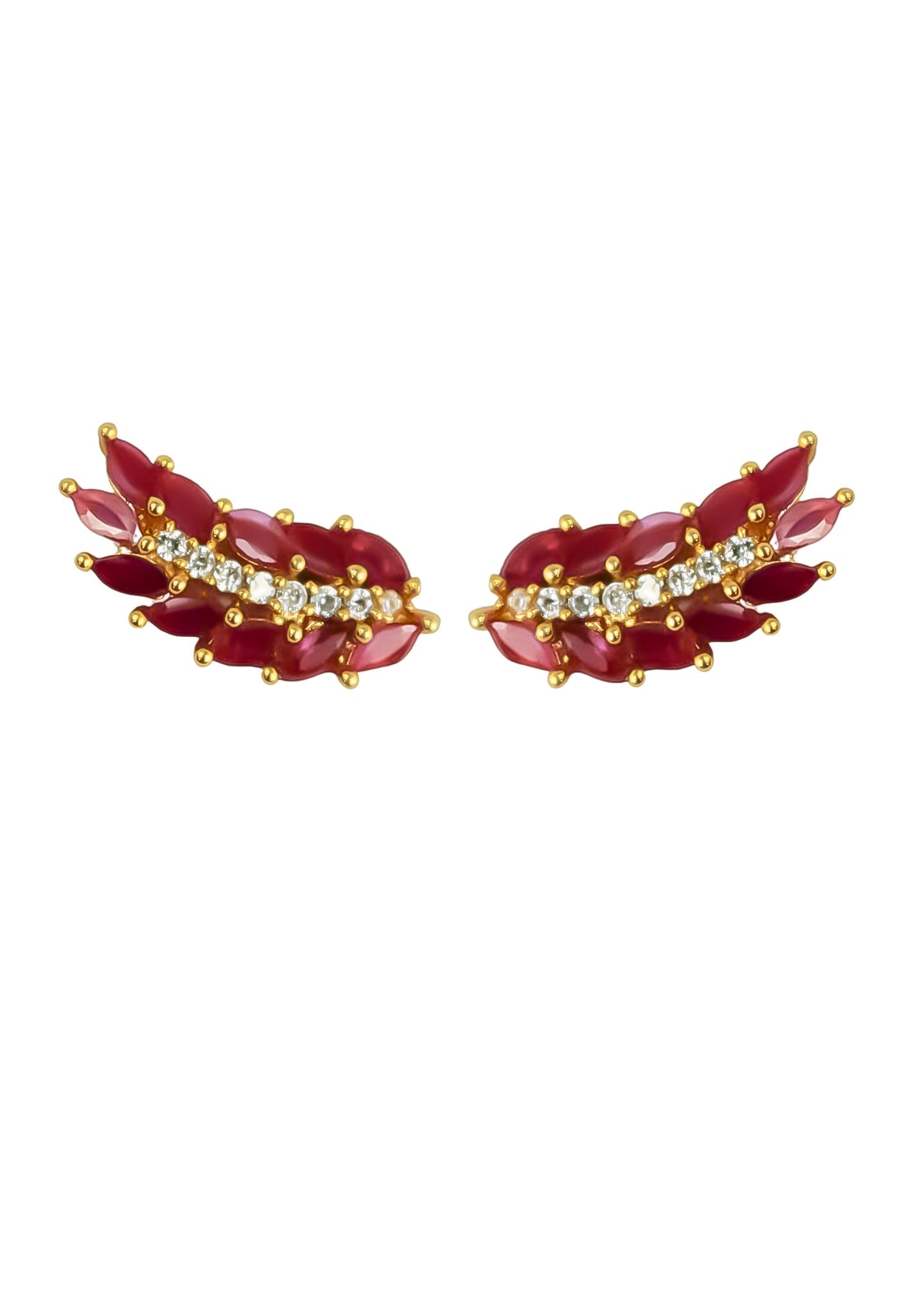 Cruise Wings Earrings with Zirconia Stones and Gold Plating