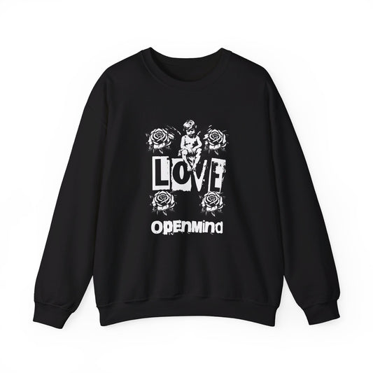 Corea - Sudadera unisex con cuello redondo y mezcla pesada Love openmind - StyleMZ 