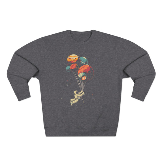 Sudadera unisex con cuello redondo y astronauta y globo a la vez - StyleMZ 