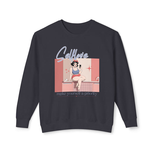 StyleMZ - Make yourself a priority Unisex Lightweight Crewneck Sweatshirt - StyleMZ - Stylemz