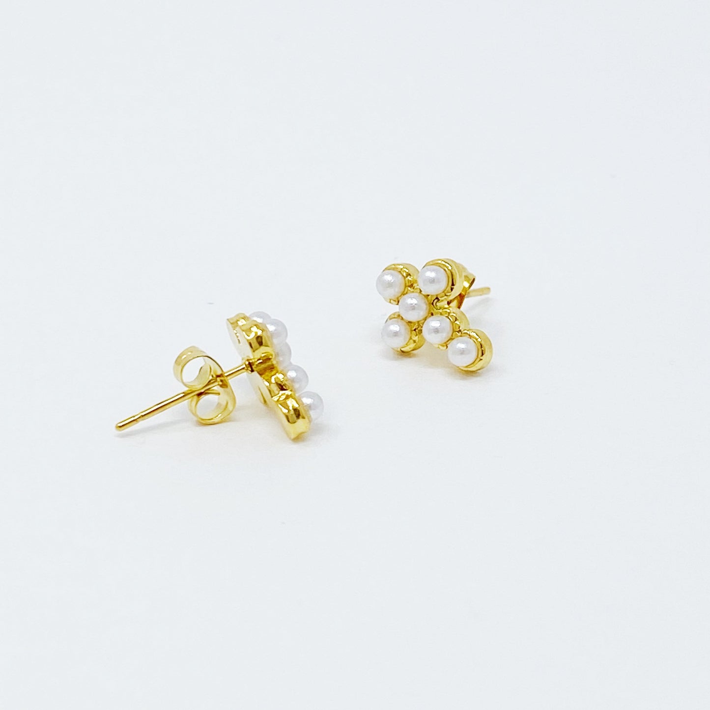 Dainty Cross Stud Earrings with Sparkly Cubic Zirconia