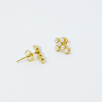 Dainty Cross Stud Earrings with Sparkly Cubic Zirconia