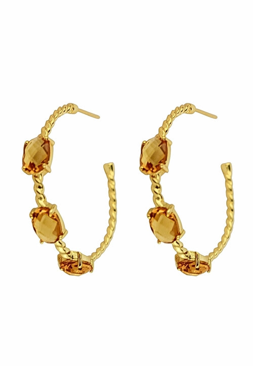 Elegant Doha Earrings with 18K Gold-Plating and Stones