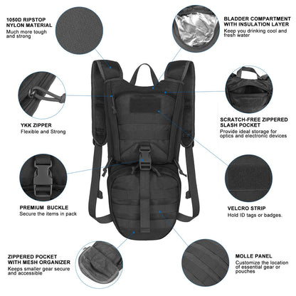 Tactical Hydration Backpack with 2.5L Bladder and Thermal Insulation - Stylemz