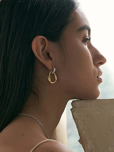 18K Gold-Plated Earrings - Asymmetrical 18K Gold-Plated Stainless - Stylemz