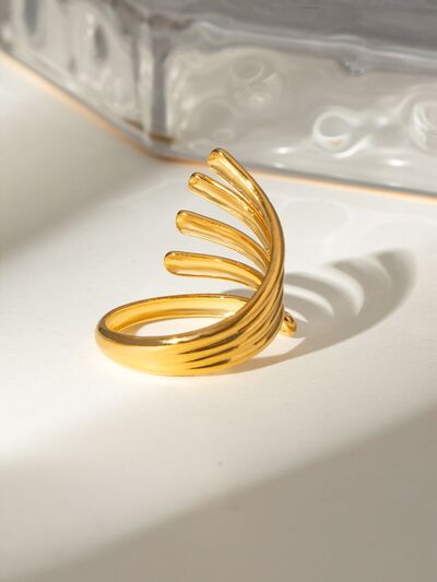 18K Gold-Plated Stainless Steel Irregular Lines Open Ring