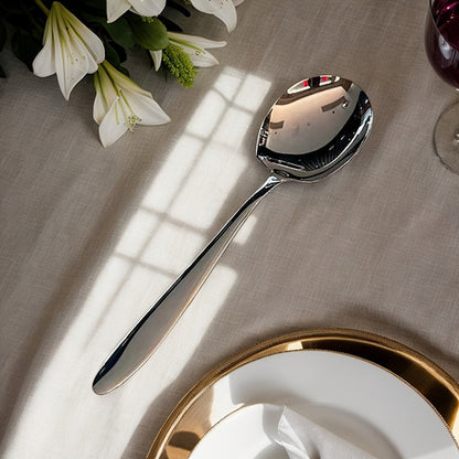 Elegant Polished Finish Stainless Steel Square Serving Spoon