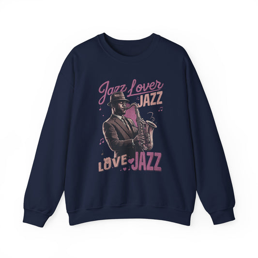 Sudadera unisex con cuello redondo y mezcla pesada Love Jazz de StyleMZ 