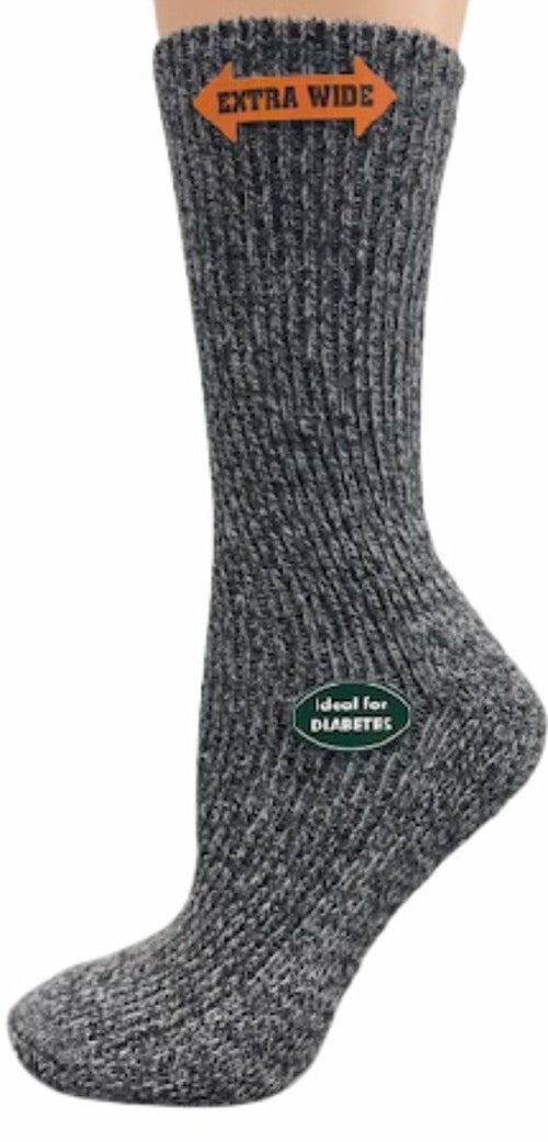 Regenerated Wool Diabetic Outdoor Hiking Extra Wide Calf Socks