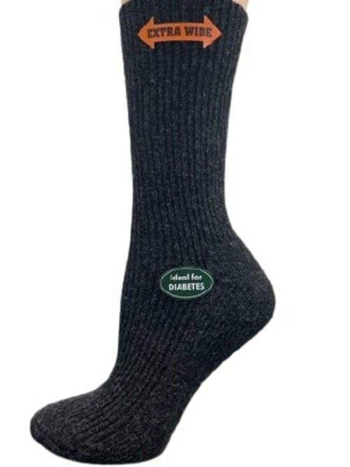 Regenerated Wool Diabetic Outdoor Hiking Extra Wide Calf Socks