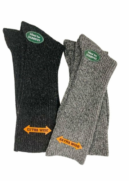 Regenerated Wool Diabetic Outdoor Hiking Extra Wide Calf Socks