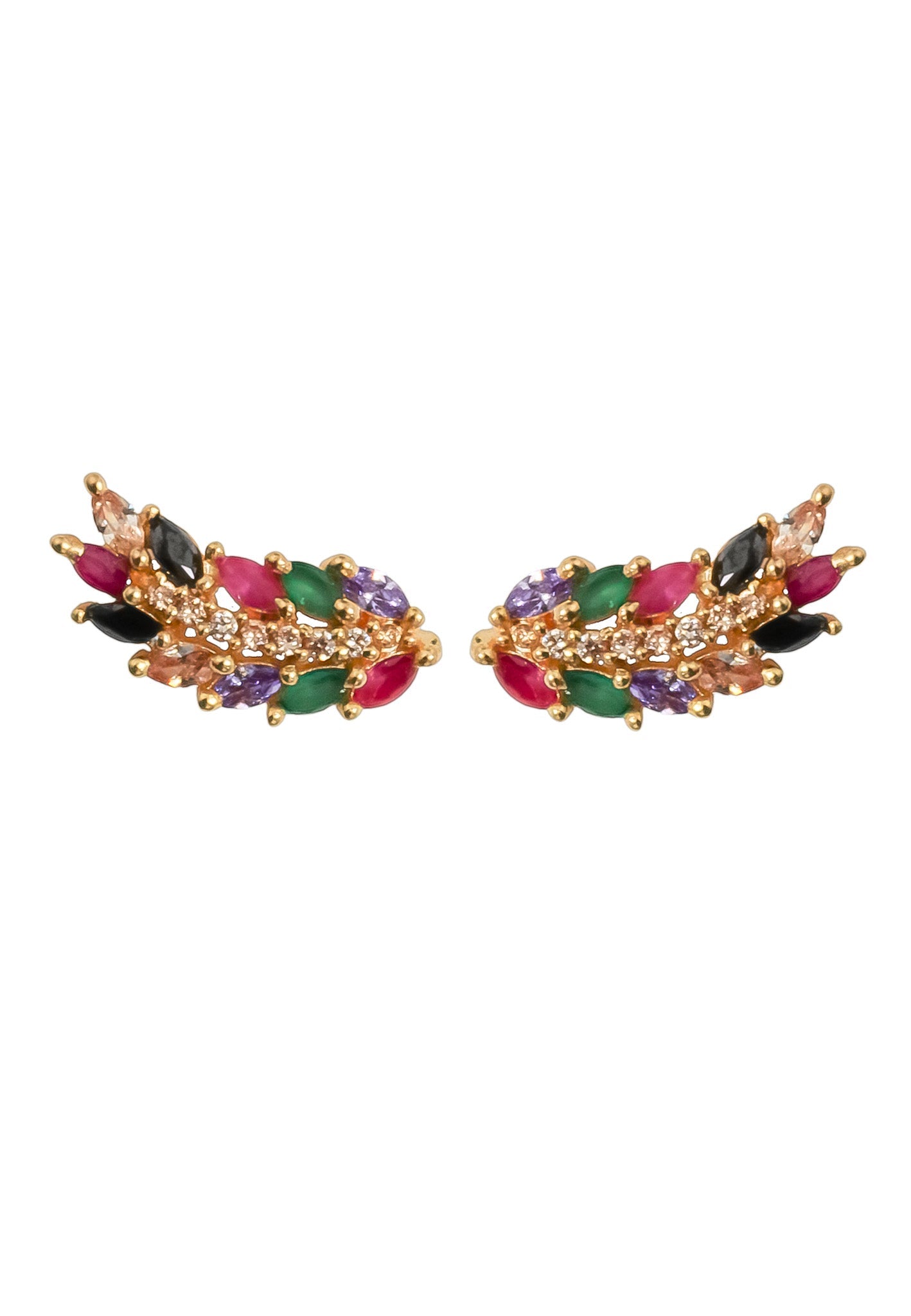 Cruise Wings Earrings with Zirconia Stones and Gold Plating