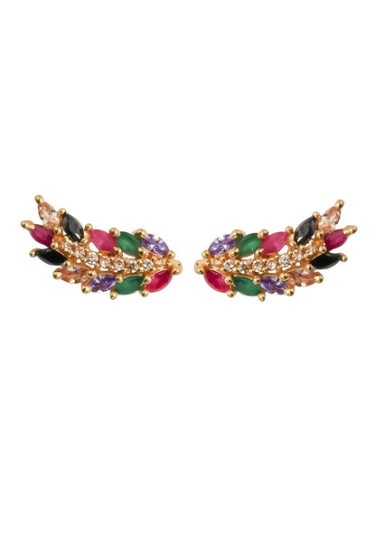 Cruise Wings Earrings with Zirconia Stones and Gold Plating