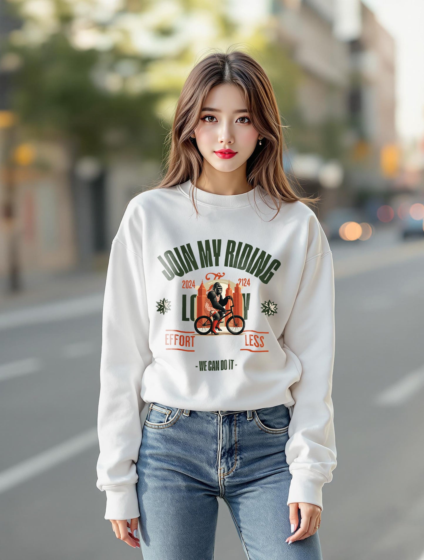 Long-sleeve - Korea -  Join My Riding Unisex Midweight Softstyle Fleece Crewneck Sweatshirt  - StyleMZ