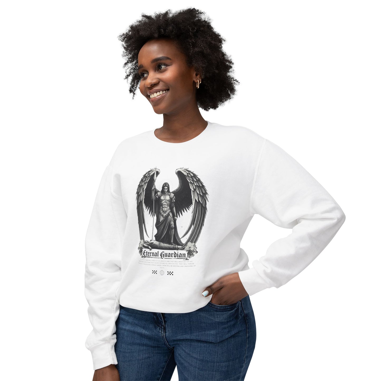 StyleMZ -  Eternal Guardian Unisex Lightweight Crewneck Sweatshirt  - StyleMZ