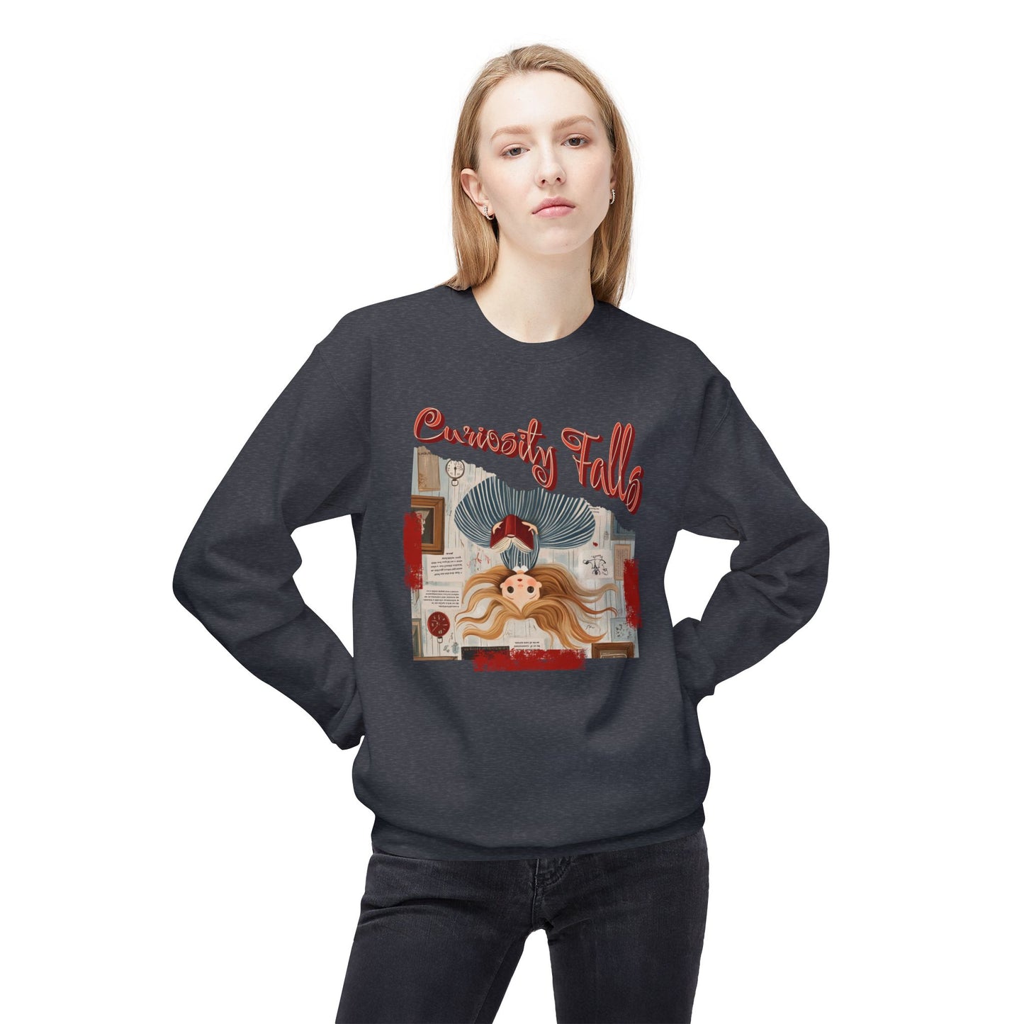 Korea -  Curiosity falls Unisex Midweight Softstyle Fleece Crewneck Sweatshirt  - StyleMZ