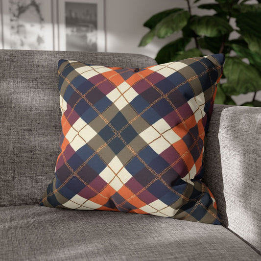 Warm Harvest Argyle Spun Polyester Square Pillowcase - StyleMZ - Stylemz