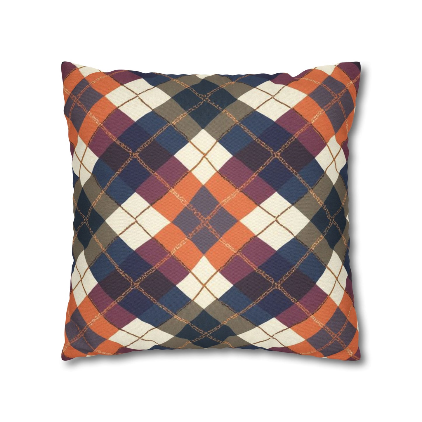 Warm Harvest Argyle Spun Polyester Square Pillowcase - StyleMZ