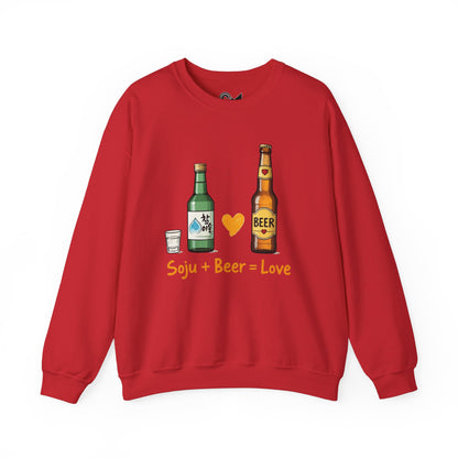 Soju + Beer = Love Unisex Heavy Blend™ Crewneck Sweatshirt - StyleMZ