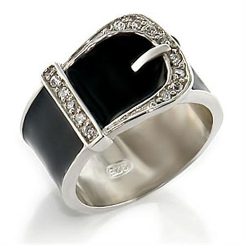 32625 High-Polished 925 Sterling Silver Ring with Crystal