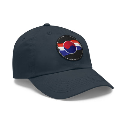 Korea -  Korean Flag Hat with Leather Patch (Round)  - StyleMZ