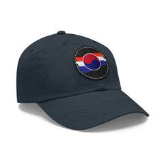 Corea - Gorro con bandera de Corea y parche de cuero (redondo) - StyleMZ 