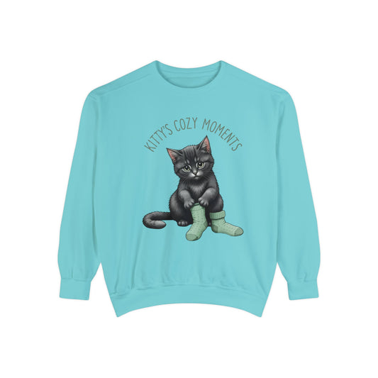 Korea -  Kittt's cozy moment Unisex Garment-Dyed Sweatshirt  - StyleMZ