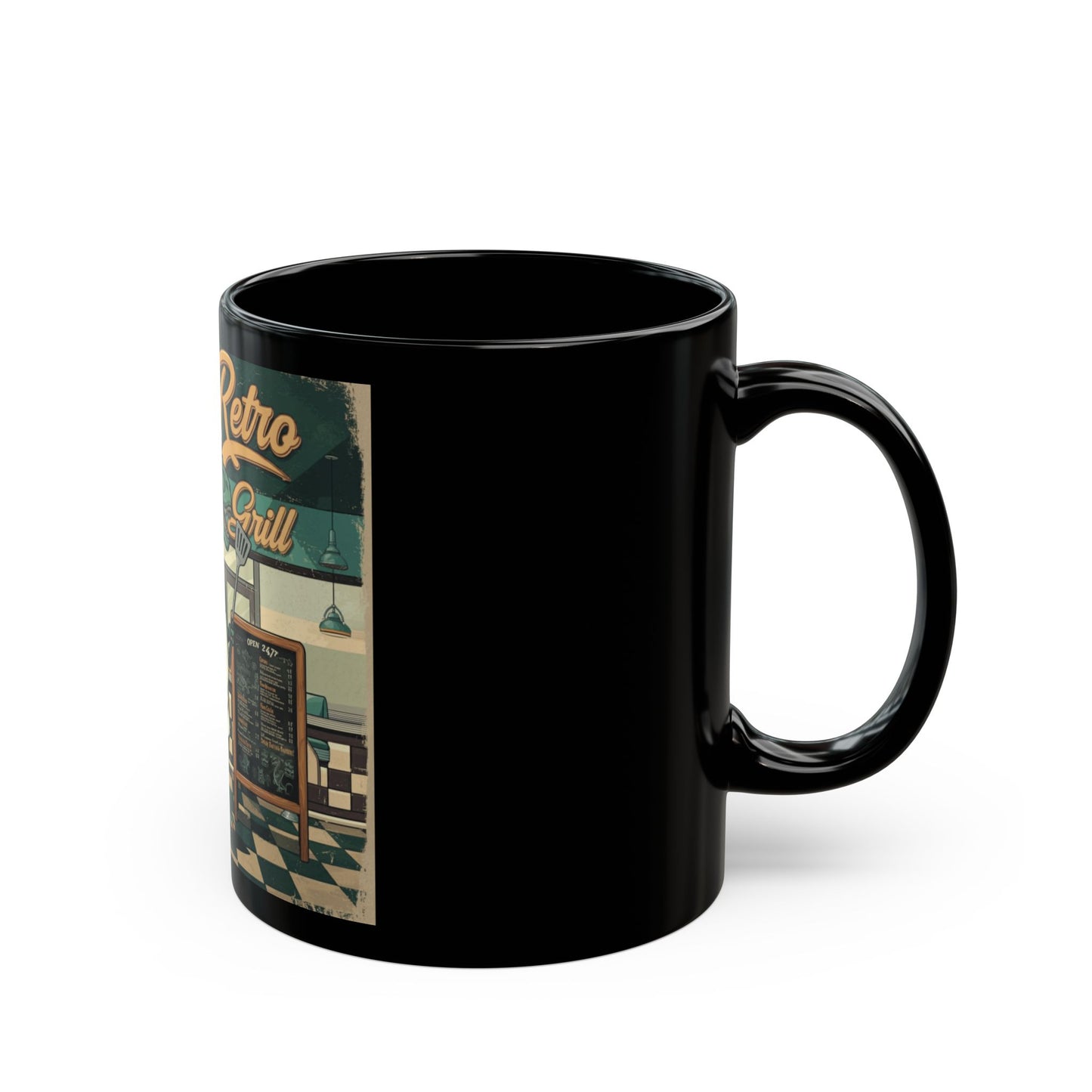 Dino’s Retro Grill Black Mug (11oz, 15oz) - StyleMZ