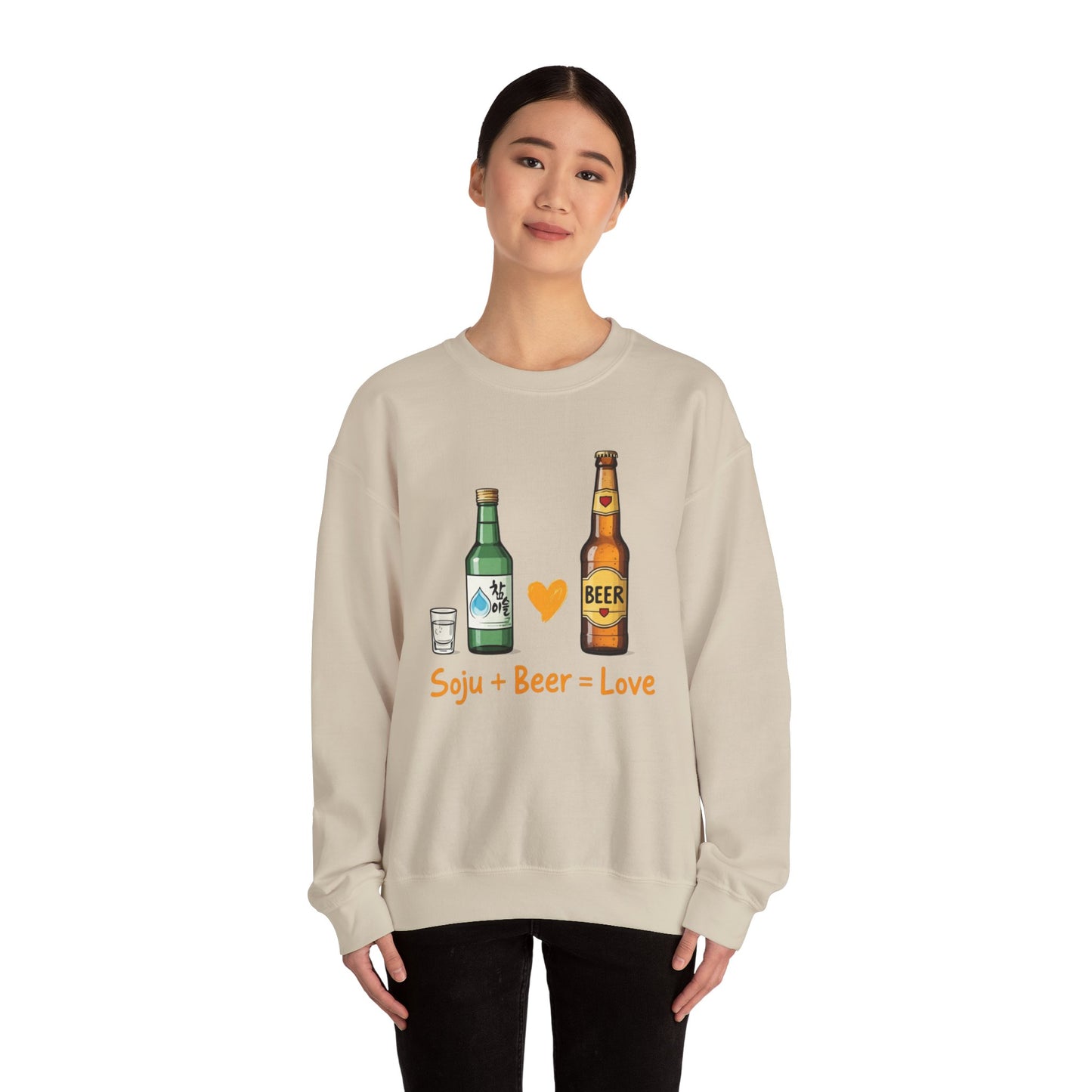 Soju + Beer = Love Unisex Heavy Blend™ Crewneck Sweatshirt - StyleMZ