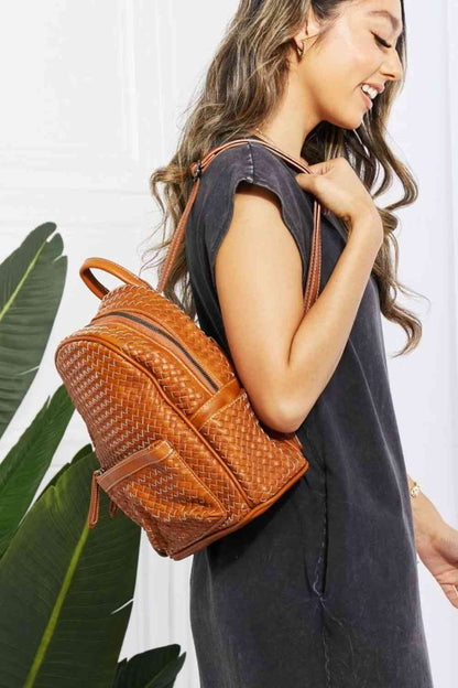 SHOMICO Certainly Chic Faux Leather Woven Backpack Style