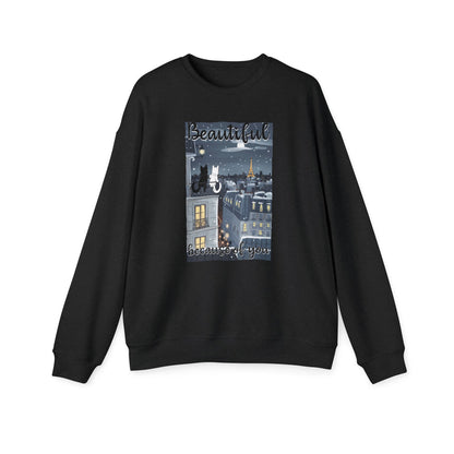 Korea -  Beautiful because of you Unisex Drop Shoulder Sweatshirt  - StyleMZ