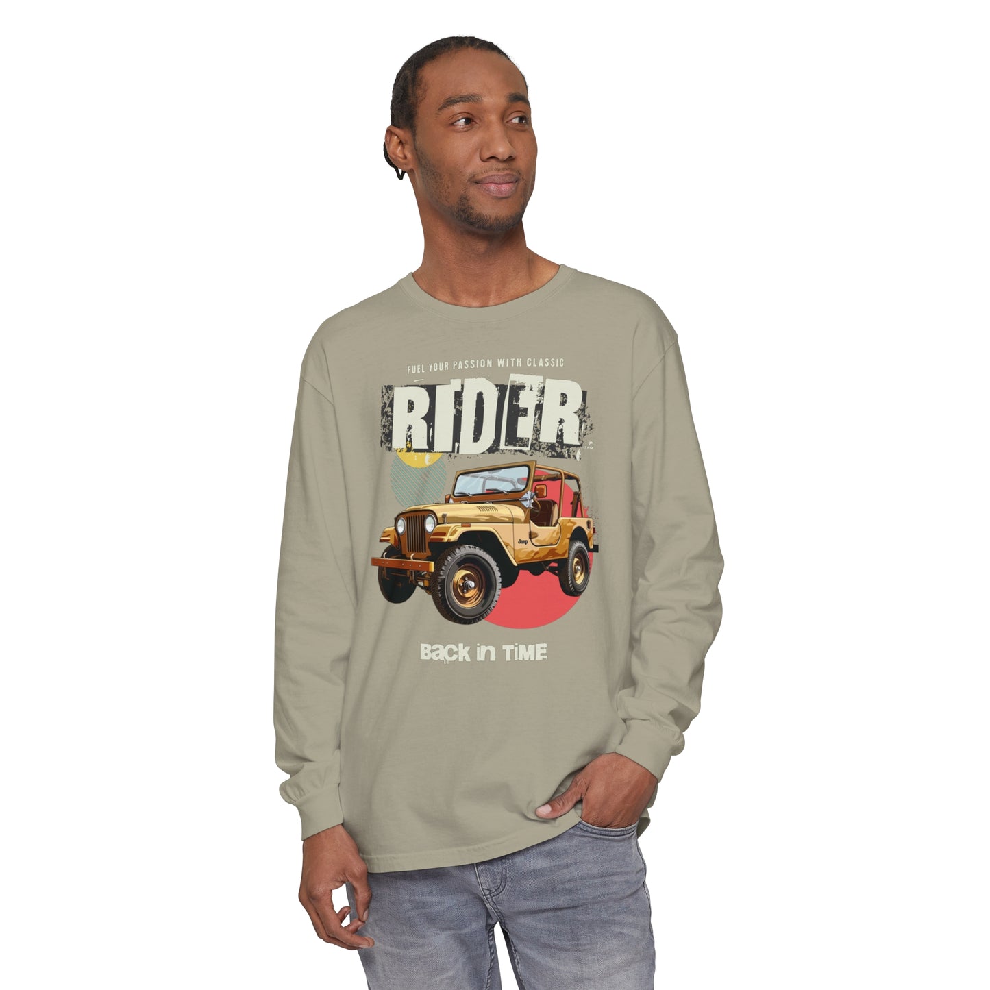 Korea -  Rider Back in Time Unisex Garment-dyed Long Sleeve T-Shirt  - StyleMZ