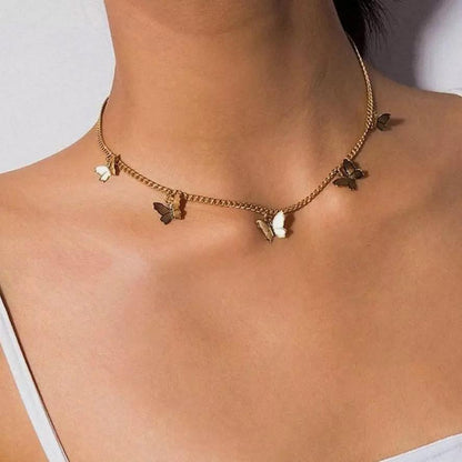 Butterfly Colony Necklace with Dainty Gold Butterflies