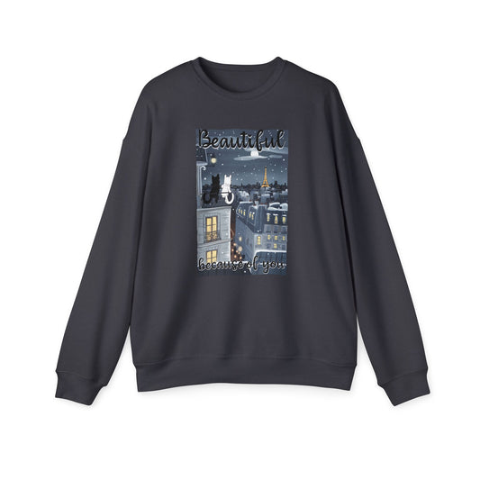 Korea - Beautiful because of you Unisex Drop Shoulder Sweatshirt - StyleMZ - Stylemz