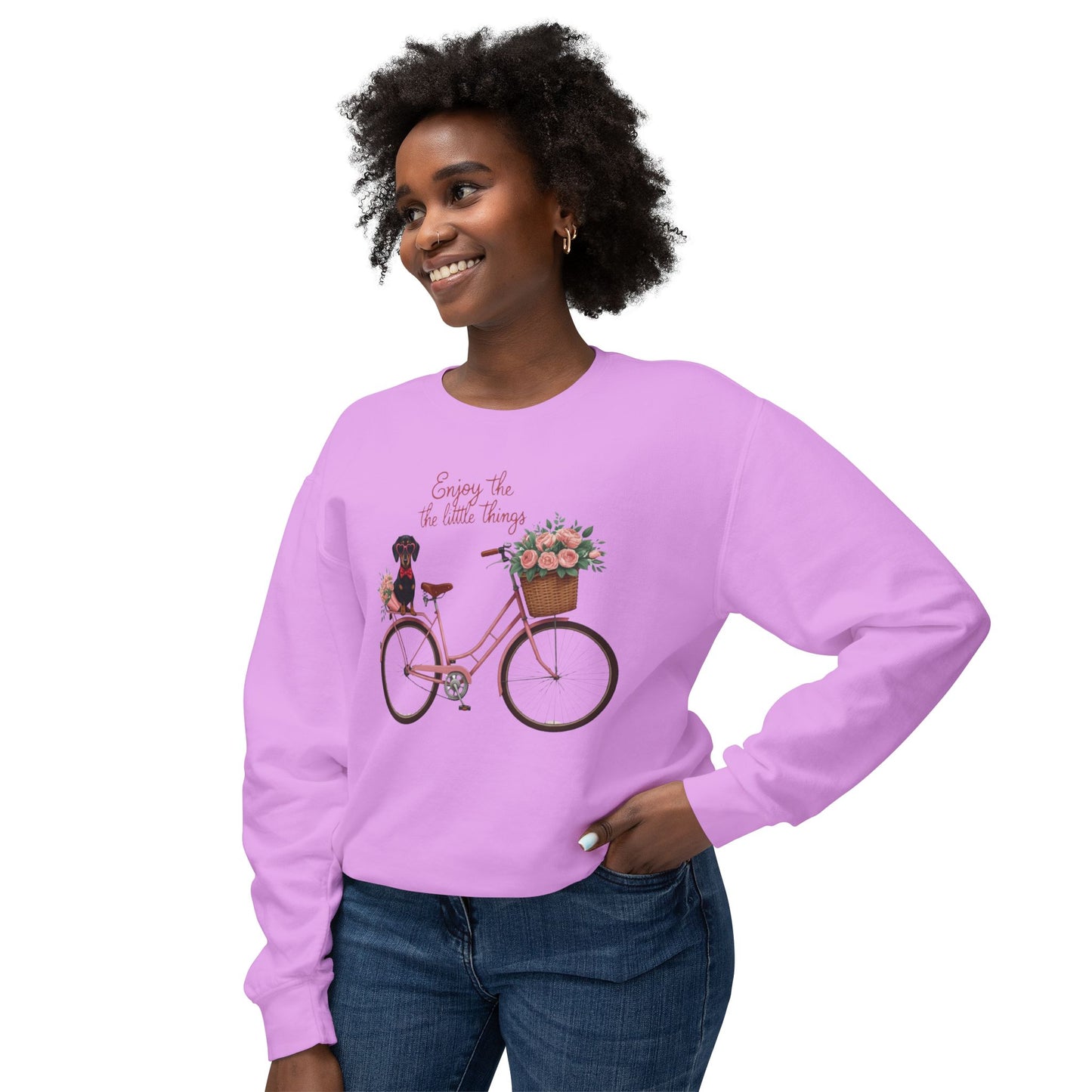 Korea -  Enjoy the little thing Unisex Lightweight Crewneck Sweatshirt  - StyleMZ