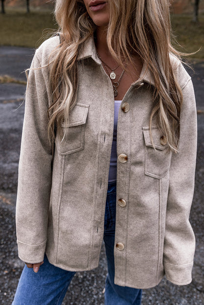 Sadie Flap Pockets Buttoned Shacket for Effortless Style