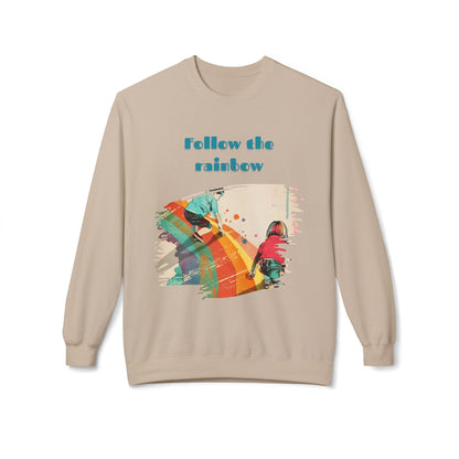 Korea -  Follow the rainbow Unisex Midweight Softstyle Fleece Crewneck Sweatshirt  - StyleMZ