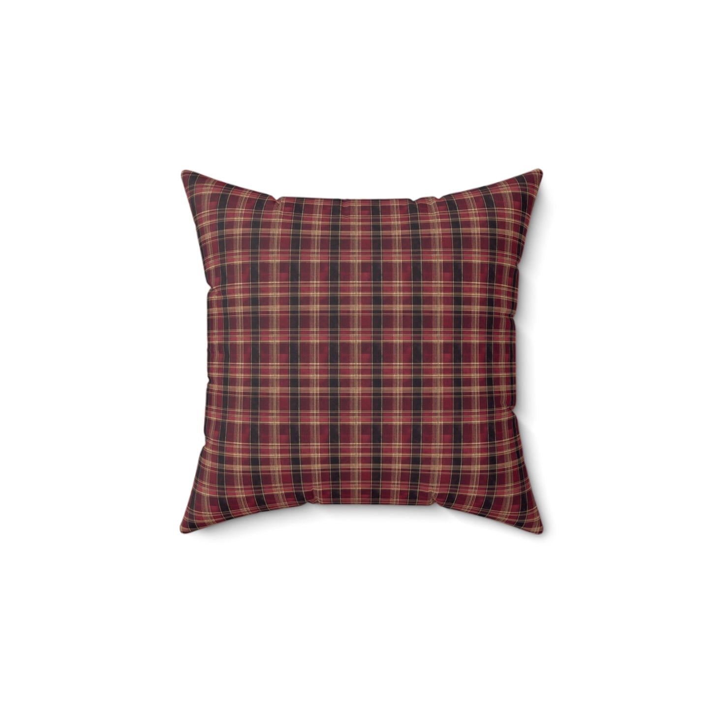 StyleMZ -  Red hues plaid Spun Polyester Square Pillow  - StyleMZ