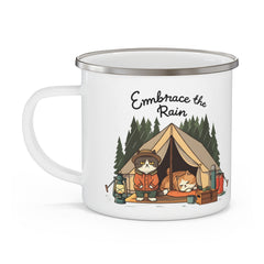 Corea - Taza de camping esmaltada "Abraza la lluvia" - StyleMZ 