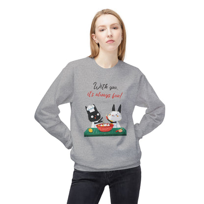 Korea -  With you it's always fun Unisex Midweight Softstyle Fleece Crewneck Sweatshirt  - StyleMZ