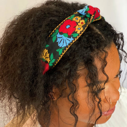 French Floral Embroidered Headband for Stylish Comfort