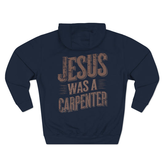 Sudadera con capucha de tres paneles de polar con el mensaje Jesús era carpintero - Corea - StyleMZ 