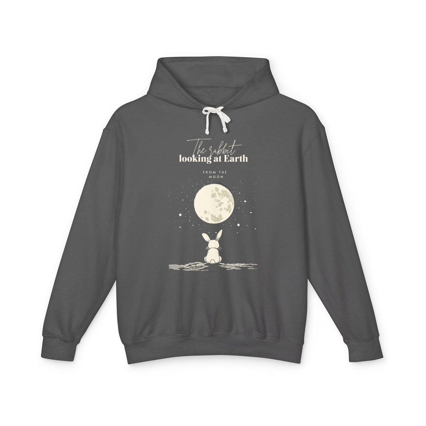 The rabbit looking at Earth from the moon Unisex Lightweight Hooded Sweatshirt  - Korea  - StyleMZ