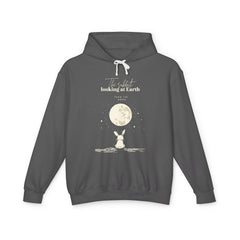 The rabbit looking at Earth from the moon Unisex Lightweight Hooded Sweatshirt  - Korea  - StyleMZ