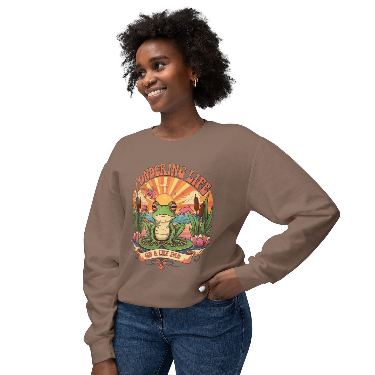 Pondering life Unisex Lightweight Crewneck Sweatshirt - StyleMZ