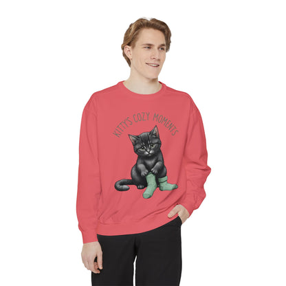 Korea -  Kittt's cozy moment Unisex Garment-Dyed Sweatshirt  - StyleMZ