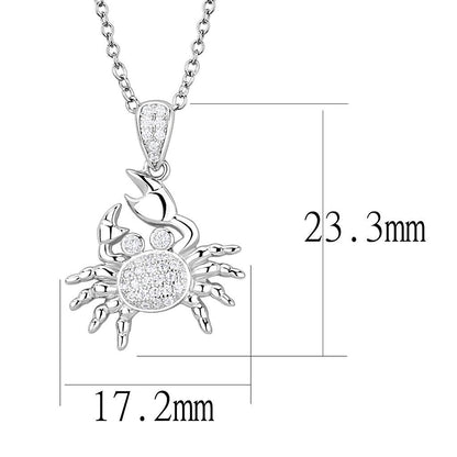 3W1377 Rhodium 925 Sterling Silver Chain Pendant with CZ